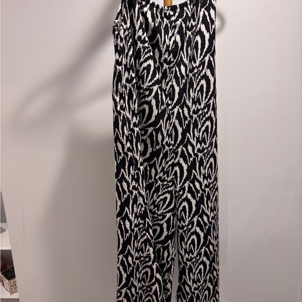 Bishop + Young Black and White Abstract Jumpsuit